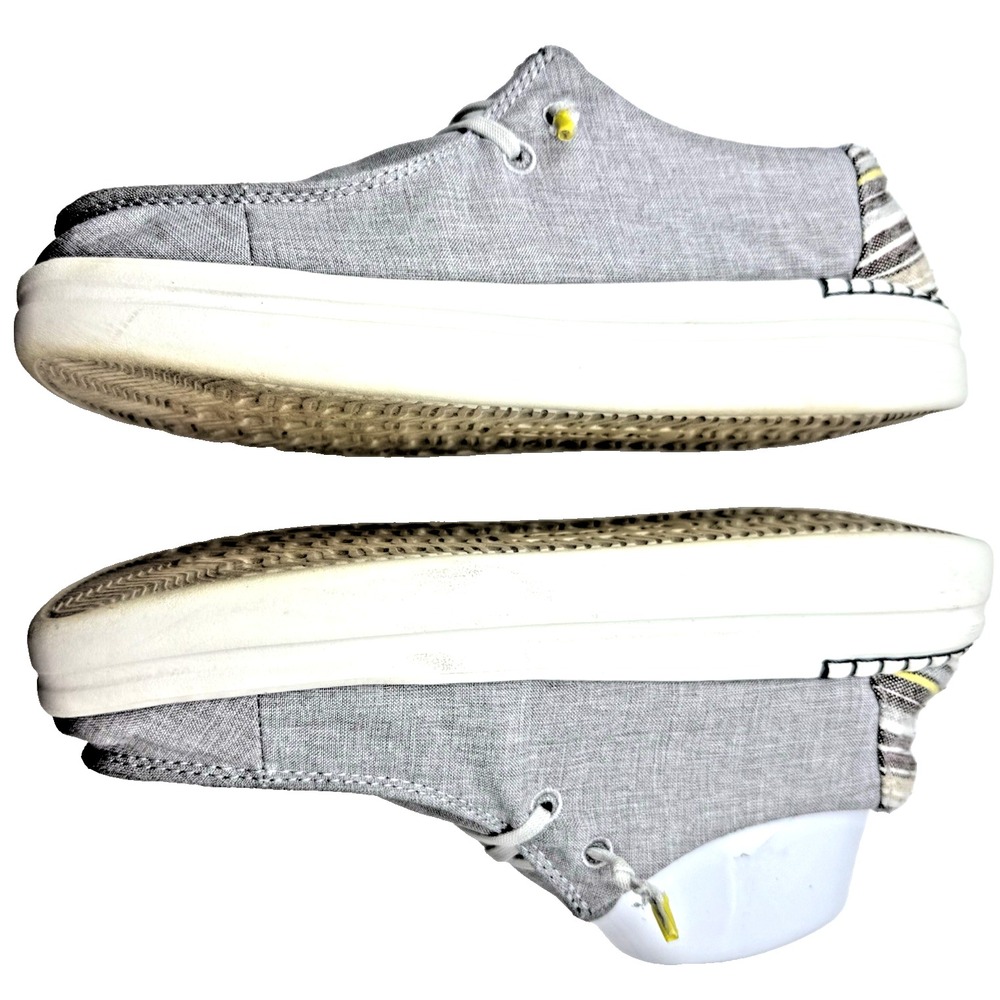 Hey Dude Wendy  Shoes Grey Lines 7 Casual Loafer Slip On Beach Lightweight Vaca - Picture 2 of 10